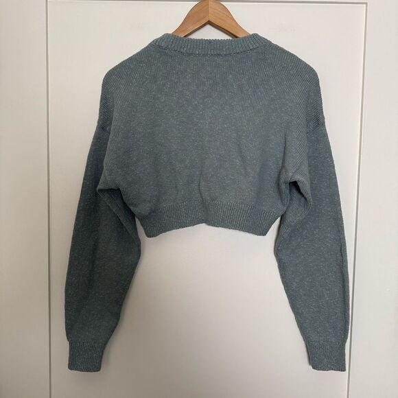 NWT Madewell Supercrop Sweater Womens Sz M Blue Knit V Neck Long Sleeve Pullover - Picture 5 of 11